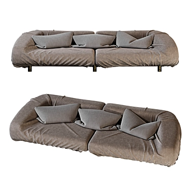 Baxter Fold: Artfully Bending Leather Sofa 3D model image 1 