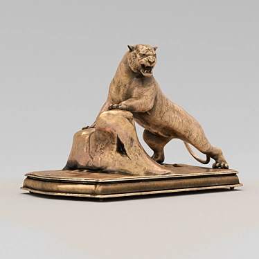 Bronze Roaring Tiger Sculpture 3D model image 1 