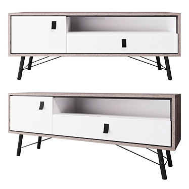 Modern Ry White TV Stand 3D model image 1 