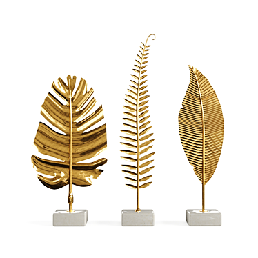 Luxurious Golden Leaf Decoration Set 3D model image 1 