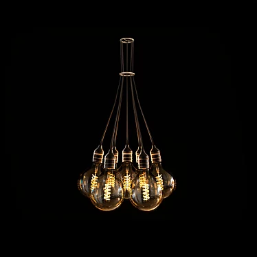 Loft Style 7-Light Edison LED Ceiling Lamp 3D model image 1 