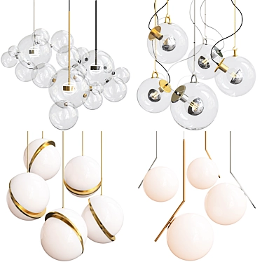 Modern Pendant Light Set with Exclusive Design 3D model image 1 