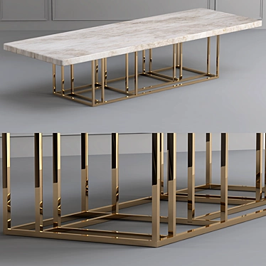 Rectangular Brass Table - LINEUP 3D model image 1 