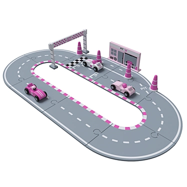 Pink Racing Car Set for Kids 3D model image 1 