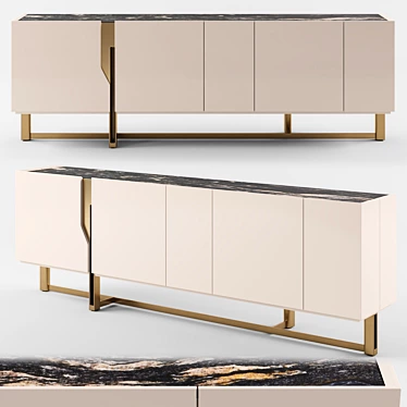 Modern Wood and Metal Sideboard 3D model image 1 