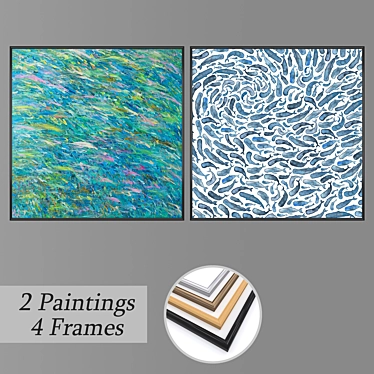 Elegant Wall Art Set with Multiple Frames 3D model image 1 