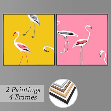 Elegant Framed Wall Art Set 3D model image 1 