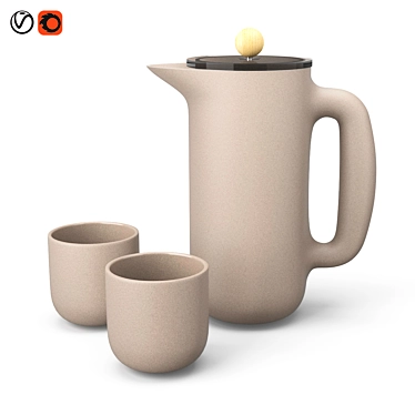 Muuto Push Coffee Maker & Mugs: Sleek and Stylish Coffee Brewing Set 3D model image 1 