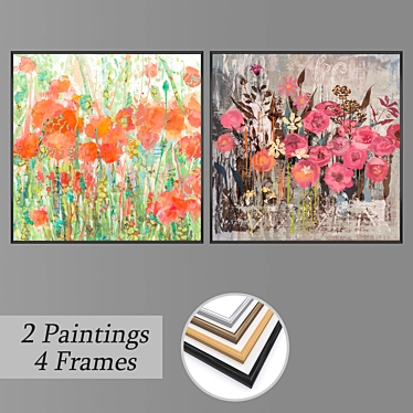 Artistic Set: 2 Paintings, 4 Frame Options 3D model image 1 