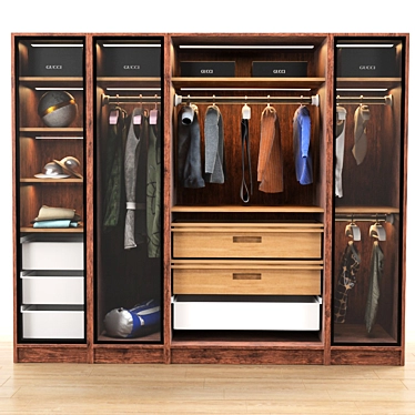 Modern Wardrobe Set 3D model image 1 