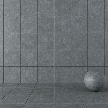 Wind Dark Concrete Wall Tiles Set 3D model image 1 