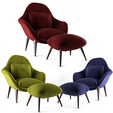 Swoon Lounge Chair: 4 Material Varieties 3D model image 1 