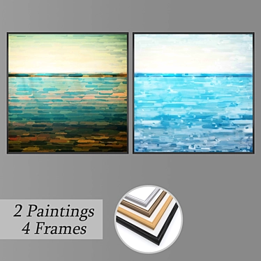 Elegant Wall Art Set with Frames 3D model image 1 