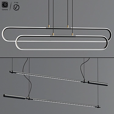 Modern Calypso Linear Suspension Set 3D model image 1 