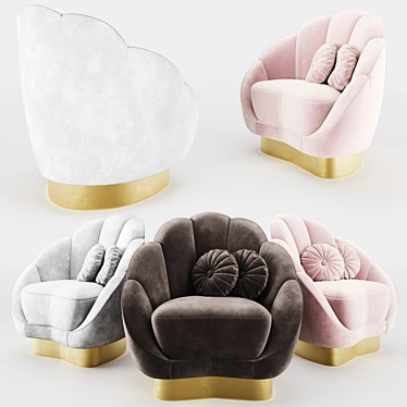 Glamorous Velvet Barrel Chair 3D model image 1 