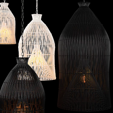 Indonesian Fishing Basket Pendant Lights 3D model image 1 