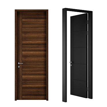 Elegant Walnut Modern Door 3D model image 1 