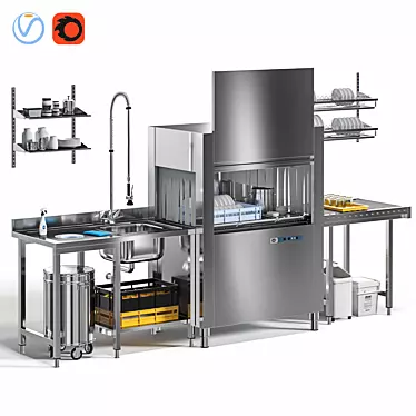 Efficient Conveyor Dishwasher: APACH ARC 100 3D model image 1 