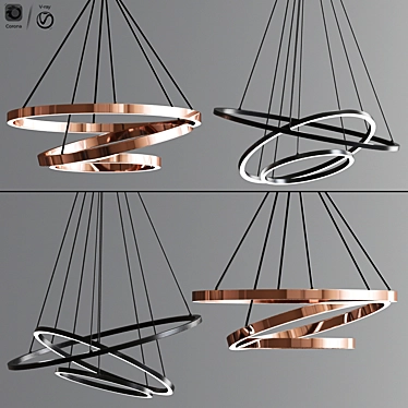 Sleek Ring Pendant Lights Set 3D model image 1 