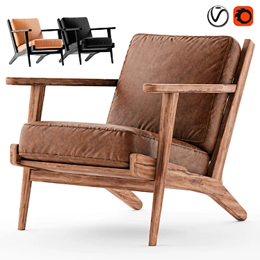Modern Leather Armchair: Pottery Raylan 3D model image 1 