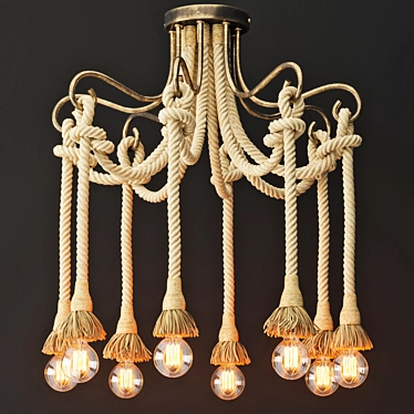 Rustic Loft Rope Light Chandelier 3D model image 1 