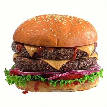 Delicious Hamburger - Mouthwateringly Detailed! 3D model image 1 