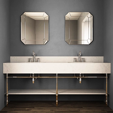 Sleek Bathroom Cabinet Set 3D model image 1 