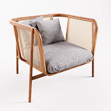 Cane Collection Rattan Lounge: Game Ready 3D Model 3D model image 1 