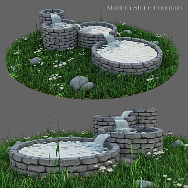 Contemporary Stone Fountain - Vray 3D model image 1 