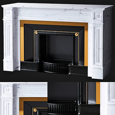 Luxury White Marble Fireplace 3D model image 1 