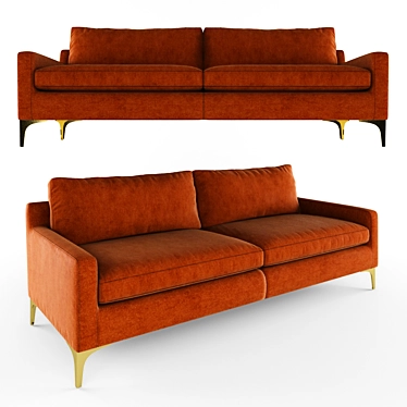 Modern Low-Arm Bulkley Sofa 3D model image 1 