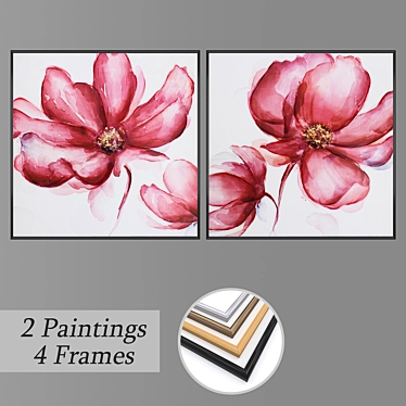 Artistic Wall Decor Set with Multiple Frame Options 3D model image 1 