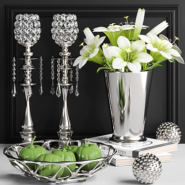 Elegant Chrome Decor Set 3D model image 1 