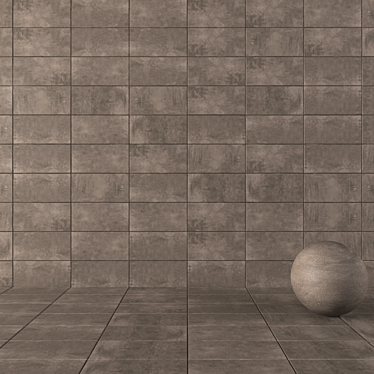 Ares Brown Concrete Wall Tiles Set 3D model image 1 