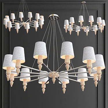 Melange Chandelier: Contemporary Grey Nickel Lighting 3D model image 1 