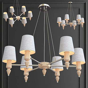 Melange 6-Light Grey Nickel Chandelier 3D model image 1 