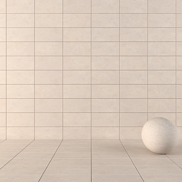 Basalt Beige Concrete Wall Tiles Set 3D model image 1 