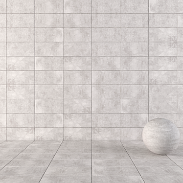 Premium Concrete Wall Tiles - Ares Gray 3D model image 1 