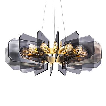 BACCARA Ceiling Chandelier: Stylish Metal and Glass Lighting 3D model image 1 