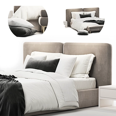 Elegant Minotti-inspired Bed 3D model image 1 