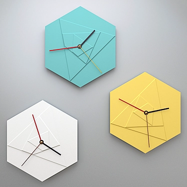Pastel Geometric Wall Clocks 3D model image 1 