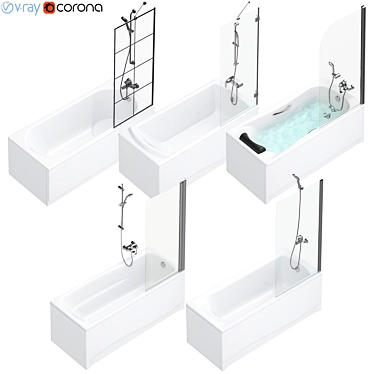 Luxury Bath and Shower Curtains Set 3D model image 1 