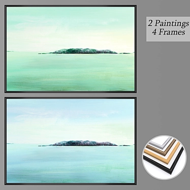 Modern Wall Paintings Set with Multiple Frames 3D model image 1 