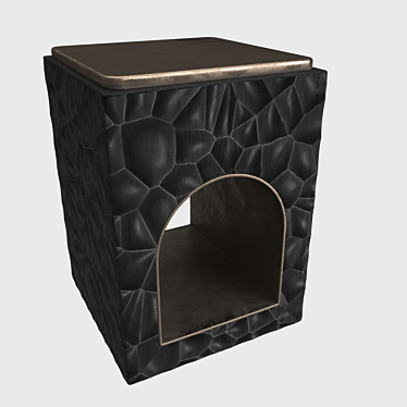 Gilded Wood Stool: Chic Square Design 3D model image 1 