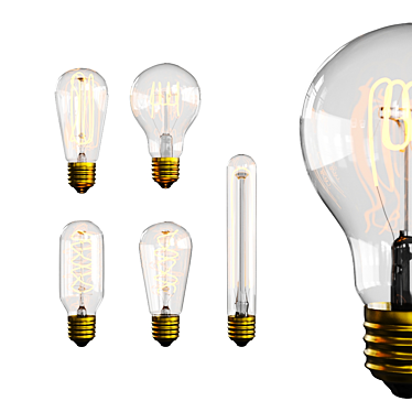 Vintage Edison Bulb Lamps Set 3D model image 1 
