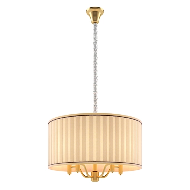 Elegant Brass Chandelier with Beige Shade 3D model image 1 