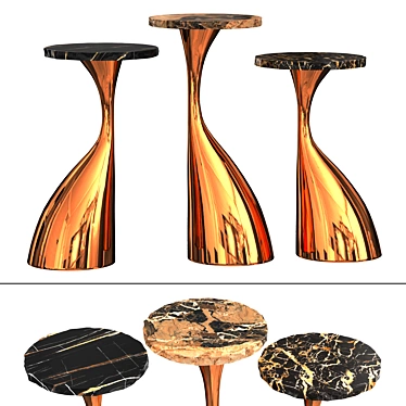 Elegant Henri Samuel Copper Tables 3D model image 1 