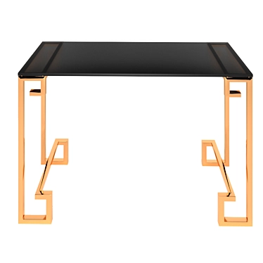 Elegant Black Glass Console with Gold Accents 3D model image 1 