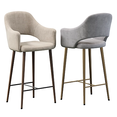 Elegant Martin Barstool: Brown & Beige 3D model image 1 