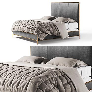 Rustic Elegance: Thaddeus Leather Bed 3D model image 1 